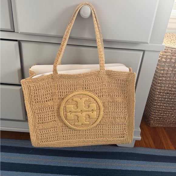 Tory Burch Handbags - Tory Burch Ella large Woven Straw Raffia Tote in Natural Tan